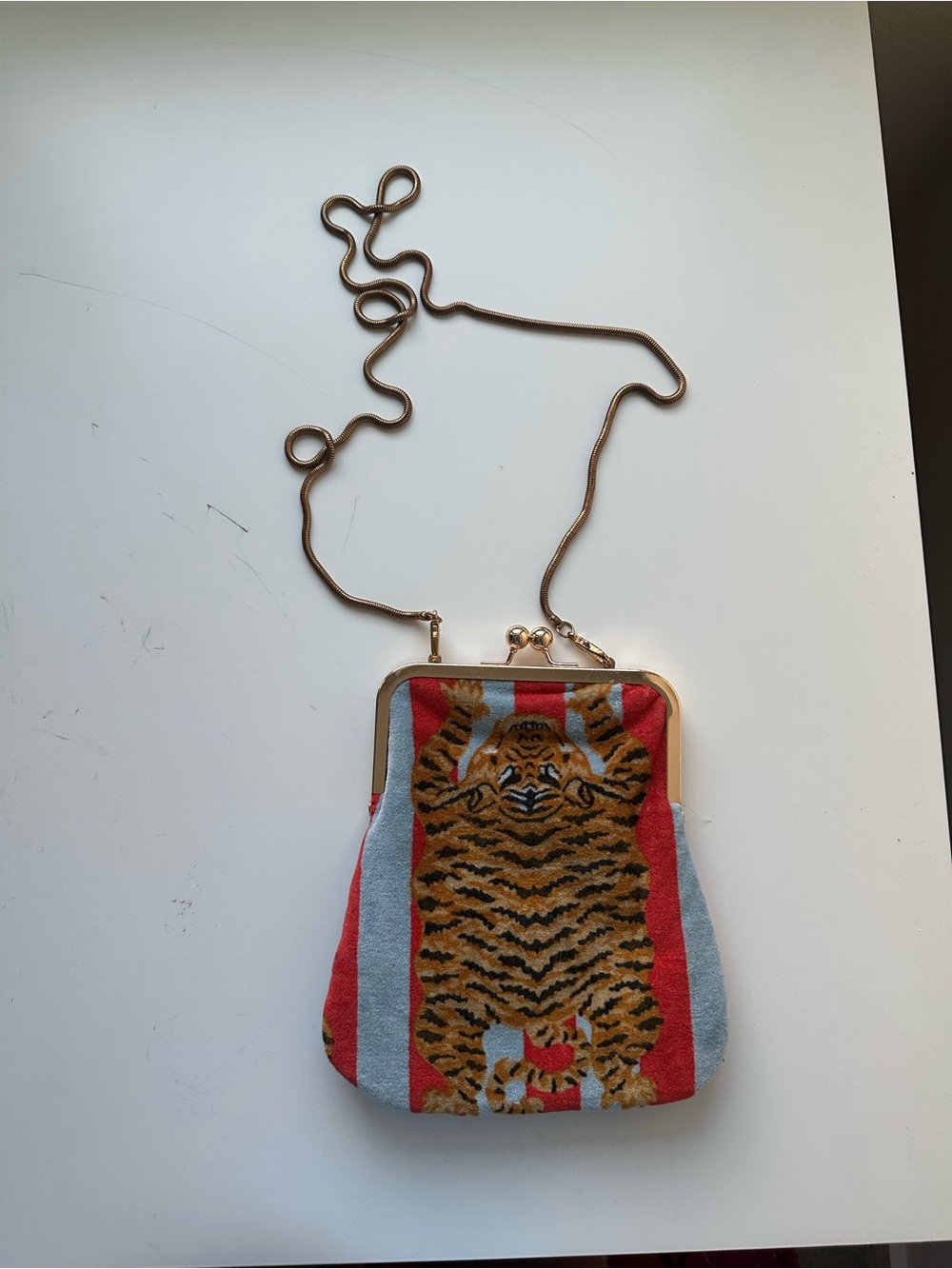 Tiger Print Crossbody Bag in Red and Blue